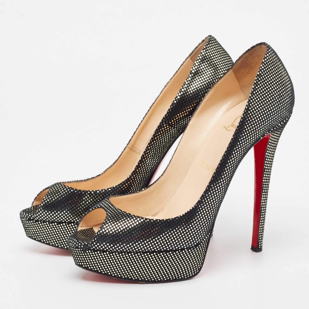 Christian Louboutin Two Tone Suede Peep Toe Pumps Size EU40/US 9.5